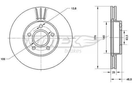 TX7111 TARCZA HAMULC. FORD FOCUS II 04-11 TOMEX підбір по vin на Brocar