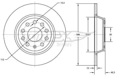 TX7269 TARCZA HAMULC. VW GOLF VII 12- TYŁ TOMEX подбор по vin на Brocar