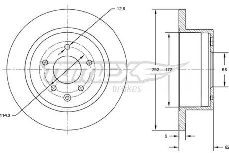 TX7289 TARCZA HAMULC. NISSAN JUKE 10- TYŁ TOMEX підбір по vin на Brocar