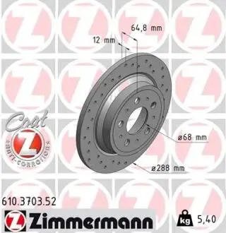 610370352 Диск тормозной ZIMMERMANN подбор по vin на Brocar