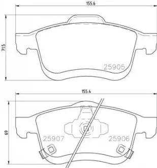 P23167 Комплект тормозных колодок BREMBO підбір по vin на Brocar