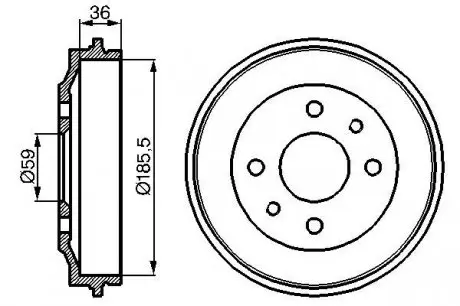 0986477055 Барабан гальмівний (задній) Fiat Uno/Fiorino 77-06/Seat Ibiza/Malaga 85-93 BOSCH підбір по vin на Brocar