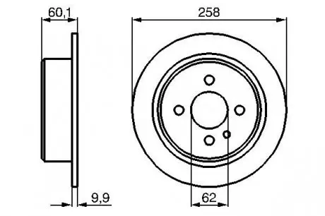 0986478034 Диск гальмівний (задній) BMW 3 (E30) 82-94 (258x10) BOSCH підбір по vin на Brocar