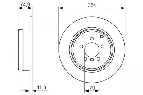 0986479612 Диск тормозной (задний) Land Rover Range Rover 02-12 (354x12) BOSCH подбор по vin на Brocar