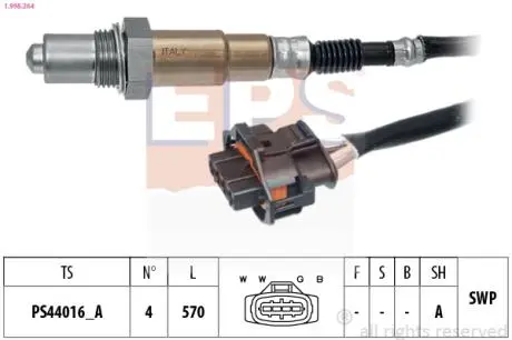 1998264 Лямбда-зонд Opel Agila, Corsa C, Astra G/H, Zafira 1.2/2.0 EPS підбір по vin на Brocar
