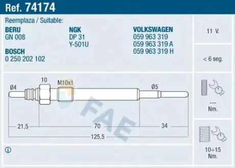 74174 Автозапчасть FAE подбор по vin на Brocar