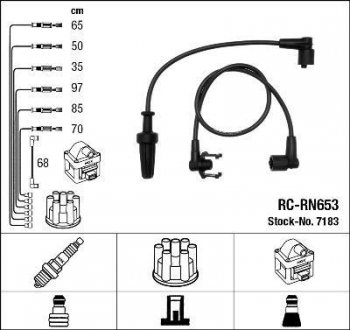 RCRN653 Високовольтні дроти (набір) NGK підбір по vin на Brocar