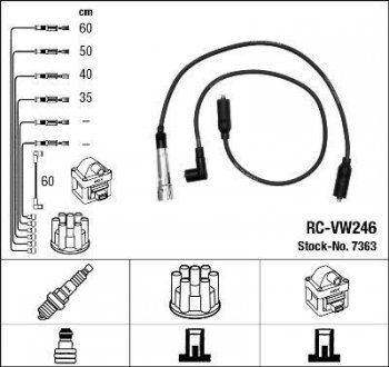 RCVW246 Комплект высоковольтных проводов NGK підбір по vin на Brocar