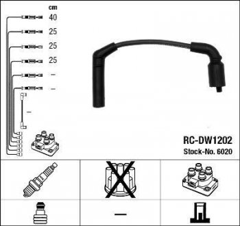 RCDW1202 Комплект проводов зажигания NGK підбір по vin на Brocar