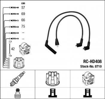 RCHD408 Комплект проводов зажигания NGK підбір по vin на Brocar