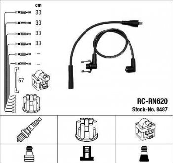 RCRN620 Комплект проводов зажигания NGK підбір по vin на Brocar