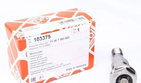 103379 Клапан регулювання фаз газорозподілу BMW 3 (F30/F80)/5 (F10) 10- FEBI BILSTEIN підбір по vin на Brocar