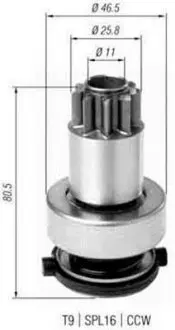 AMB0385 Бендикс (z=9) VW 1,4-2,0i AUDI A3 SEAT 1,4-1,8i SKODA 1,4-2,0i [940113020385] MAGNETI MARELLI підбір по vin на Brocar
