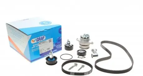 KP7651 Комплект ГРМ + помпа VW Golf/Jetta/Polo/Seat Toledo/Leon 1.6 16V/FSI 00-05 (130x20 / 58x17) (PA765) GRAF подбор по vin на Brocar
