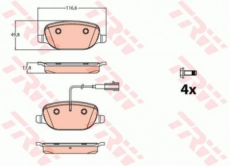 GDB2077 Комплект тормозных колодок TRW подбор по vin на Brocar