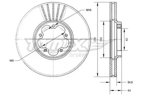 TX7075 TARCZA HAMULC. FORD TRANSIT 00-06 TOMEX подбор по vin на Brocar