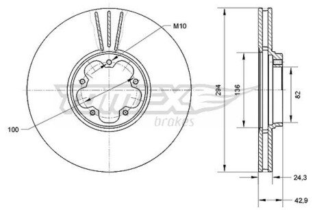 TX7096 TARCZA HAMULC. FORD TRANSIT 00-06 TOMEX підбір по vin на Brocar