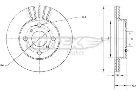 TX7097 TARCZA HAMULC. TOYOTA YARIS 99-05 TOMEX підбір по vin на Brocar
