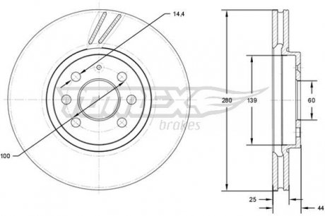 TX7120 TARCZA HAMULC. OPEL ASTRA H 04-10 TOMEX подбор по vin на Brocar