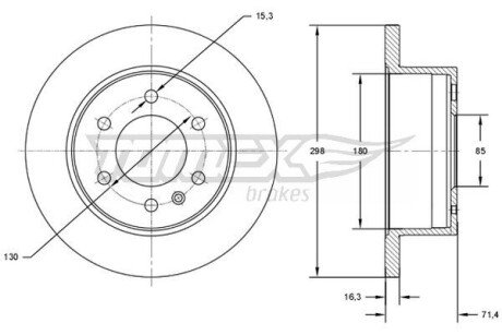 TX7160 TARCZA HAMULC. VW CRAFTER 06- TYŁ TOMEX подбор по vin на Brocar