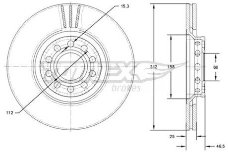 TX7197 TARCZA HAMULC. AUDI A6 01-04 WEN. TOMEX підбір по vin на Brocar