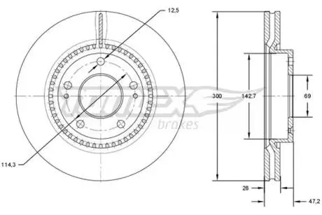 TX7247 TARCZA HAMULC. HYUNDAI SONATA 05- TOMEX підбір по vin на Brocar
