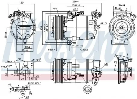 890015 Компресор кондиціонера QASHQAI 07-.. NISSENS підбір по vin на Brocar