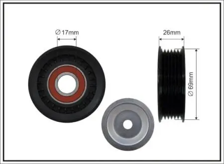 26800 69x17x22,5 Ролик паска приводного Mazda 6 1.8I/2.0I/2.3I 05.03-, CX-7 07- 2.3 Turbo CAFFARO подбор по vin на Brocar