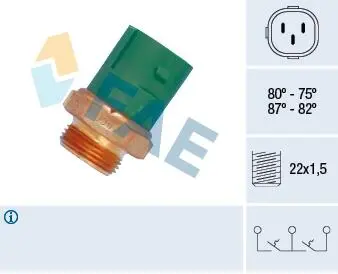 38165 Термовыключатель, вентилятор радиатора FAE підбір по vin на Brocar