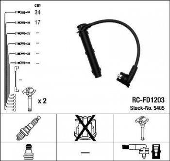 RCFD1203 Комплект кабелей высоковольтных NGK підбір по vin на Brocar