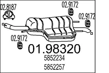 0198320 Глушник MTS підбір по vin на Brocar