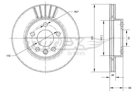 TX7078 TARCZA HAMULC. VW T4 96-03 WENT. TOMEX підбір по vin на Brocar