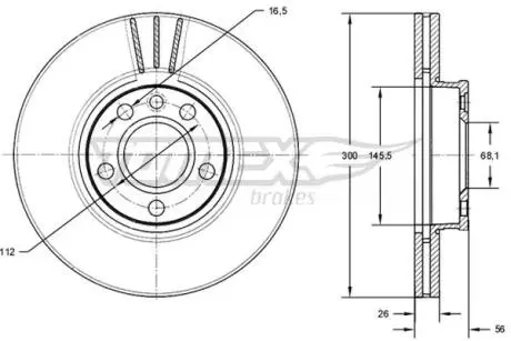 TX7133 TARCZA HAMULC. VW T4 97-03 WENT. TOMEX подбор по vin на Brocar