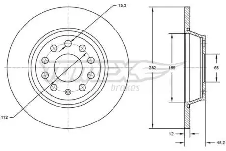 TX7137 TARCZA HAMULC. VW PASSAT 05- TYŁ TOMEX підбір по vin на Brocar