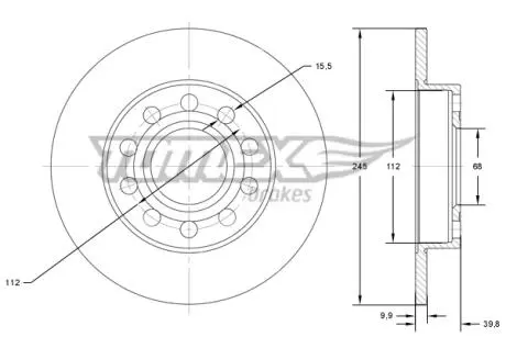TX7171 TARCZA HAMULC. AUDI A4 00-08 TYŁ TOMEX підбір по vin на Brocar