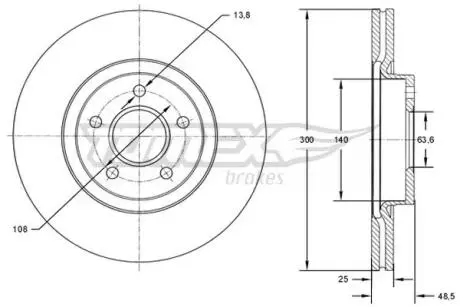 TX7177 TARCZA HAMULC. FORD FOCUS II 04- TOMEX підбір по vin на Brocar