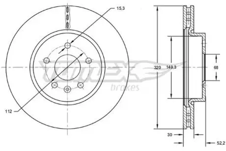 TX7256 TARCZA HAMULC. AUDI A6 11- PRZÓD TOMEX подбор по vin на Brocar