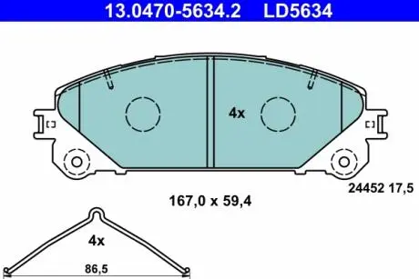 13047056342 Колодки тормозные керамические LEXUS RX 3,5 09- ATE подбор по vin на Brocar