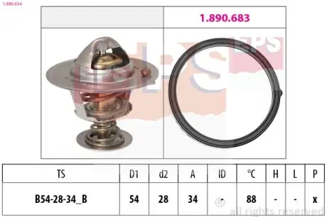 1880834 Термостат охолоджуючої рідини EPS підбір по vin на Brocar
