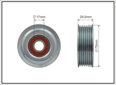 500103 75x17x26,4 metal Ролик паразитный кулич поликлинового Toyota RAV4 2,0/2,2D 06-18 CAFFARO подбор по vin на Brocar