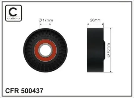 500437 70x17x26 Ролик паска приводного Jeep WRANGLER II (TJ) 2.5-4.0 96-07 CAFFARO підбір по vin на Brocar