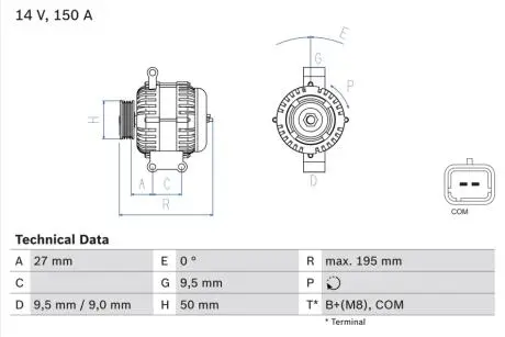 0986081820 Генератор BOSCH підбір по vin на Brocar