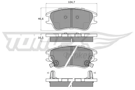 1599 KLOCKI HAMULC. HYUNDAI ATOS 03- TOMEX підбір по vin на Brocar