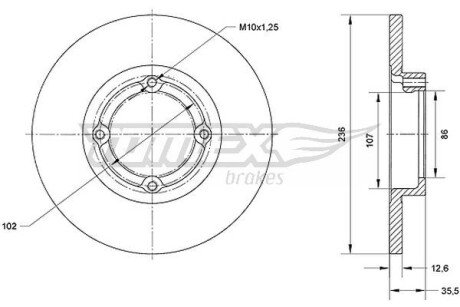 TX7033 TARCZA HAMULC. DAEWOO MATIZ 98- TOMEX підбір по vin на Brocar