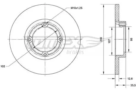 TX7033 TARCZA HAMULC. DAEWOO MATIZ 98- TOMEX подбор по vin на Brocar