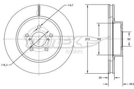 TX7312 TARCZA HAMULC. TOYOTA AURIS 07- TOMEX підбір по vin на Brocar