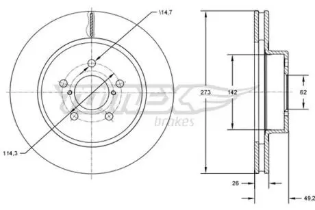 TX7312 TARCZA HAMULC. TOYOTA AURIS 07- TOMEX підбір по vin на Brocar