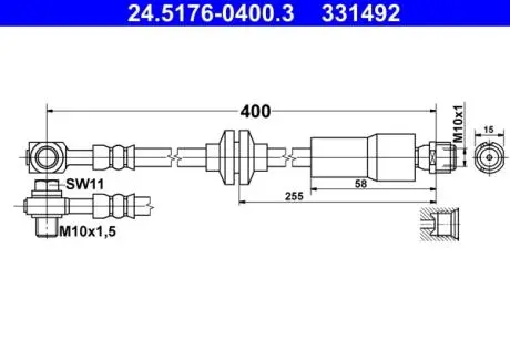24517604003 PRZEWÓD HAM./PRZ/ OPEL ASTRA 09- ATE подбор по vin на Brocar