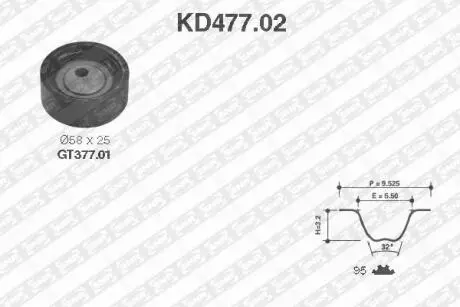 KD47702 Комплект ремня ГРМ SNR NTN підбір по vin на Brocar