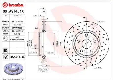 09A9141X Тормозной диск BREMBO подбор по vin на Brocar